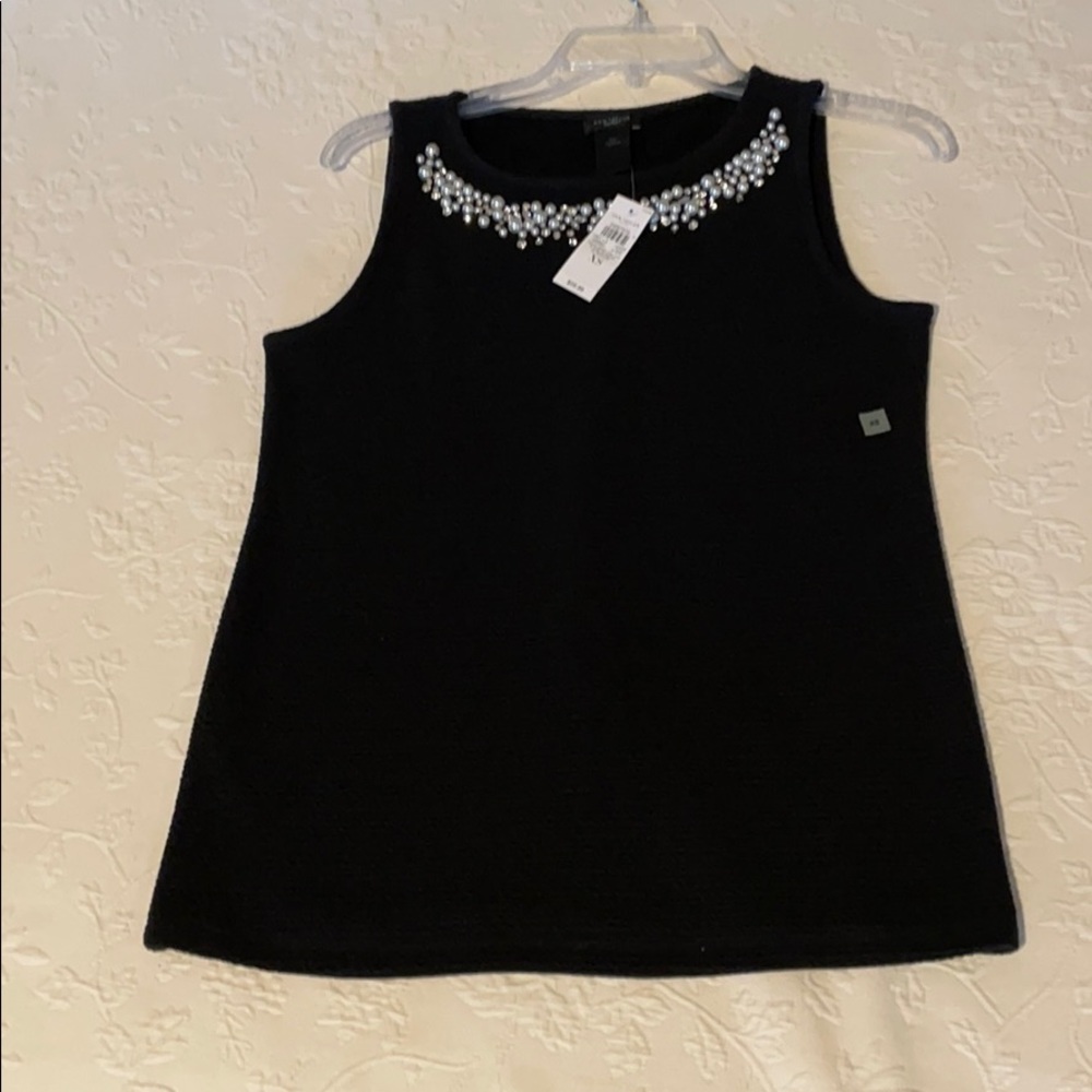 Top with beaded neckline